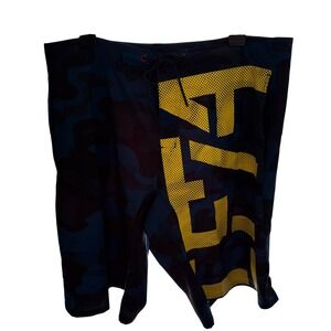 Reebok CrossFit xxL Board Shorts Swim Trunks Camouflage Training Gym Yellow